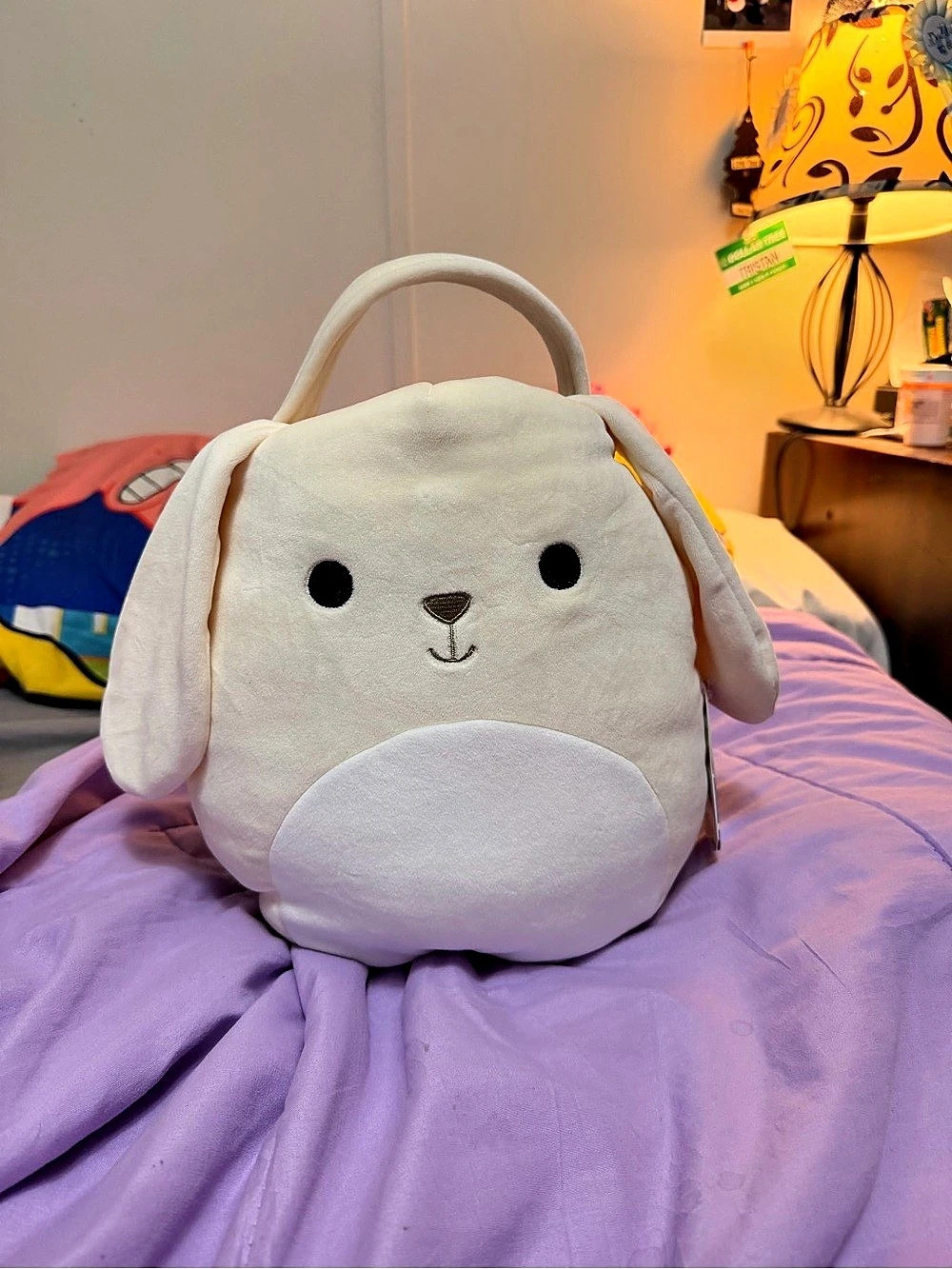 Squishmallows Valentina the Bunny Easter Basket White & Pink